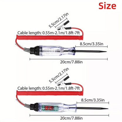 Two-Piece 6–24V Automotive Circuit Tester Pen Set with Coiled Leads, Probes and Alligator Clips