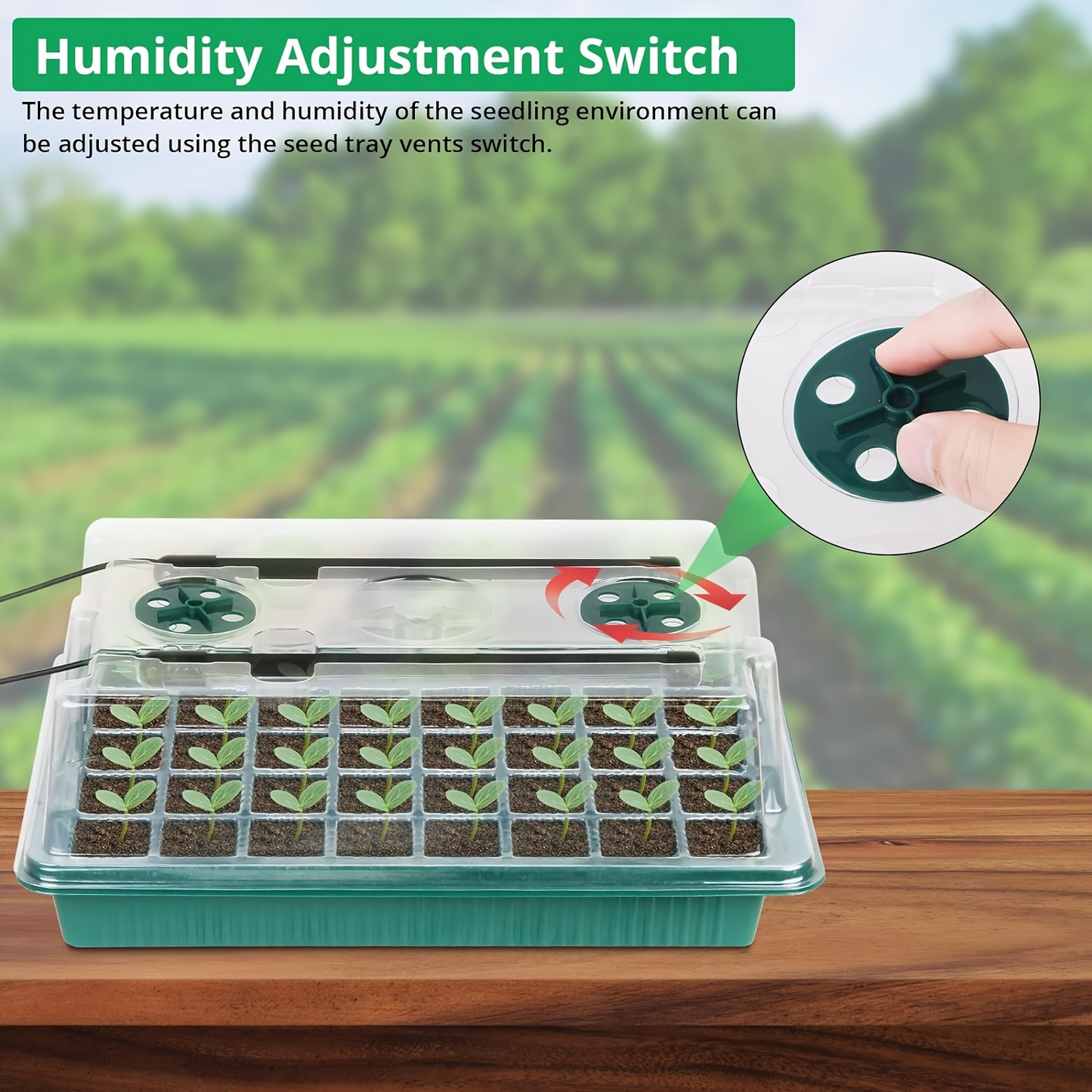 Four-Set 160-Cell Seed Starting Tray Kit with Eight LED Grow Lights, Timer and High-Dome Covers