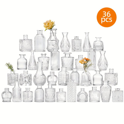 Mini Clear Bud Vases Set Wedding Centerpieces for Tables Small Glass Flower Vases for Entryways, Bedrooms and Living Spaces