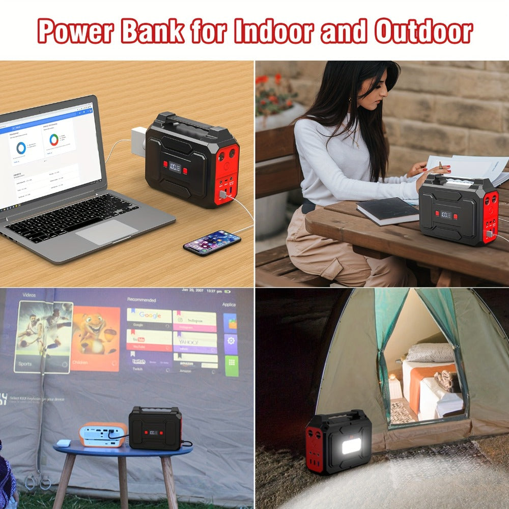 Portable Power Station 256Wh 300W Compact Unit with AC, DC, USB Outputs and Multi-Mode LED Light