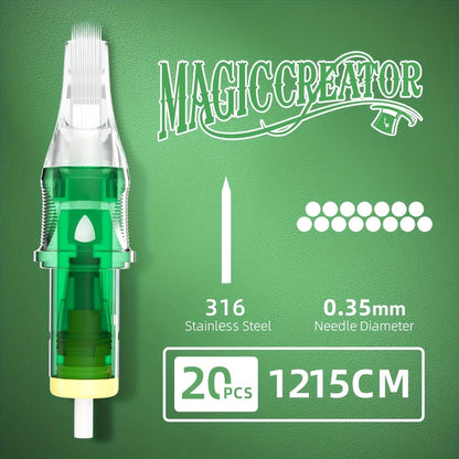 Disposable Tattoo Needles 20pcs Mixed Set RL RS M1 C-M — Multi-Gauge High Transparency Cartridge, Lasting Sharpness, Ample Ink Capacity, for Professional Artists & Beginners