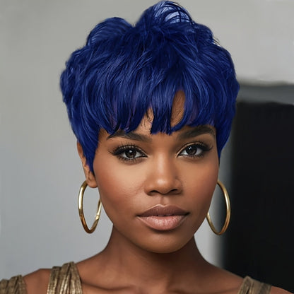 Synthetic Wig 4-Inch Wavy Bob with Bangs in Six Coded Natural and Fashion Colors for Costume Styling