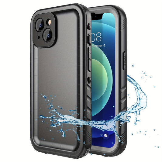 Waterproof iPhone Case with Built-In Screen Protector Transparent Matte Full Body PC+TPU Shockproof Dustproof Underwater Cover for iPhone 15 14 13 12 11 Pro Max Plus Mini SE – Black Blue Pink