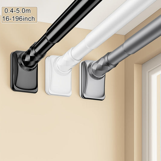 Telescopic Curtain Rod No Drill 15.75"-196.85" Adjustable Shower Curtain Rod 33mm for Large Windows