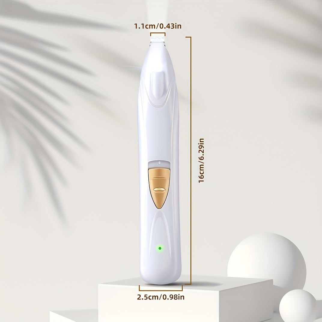 LED Paw Trimmer, Slim USB-Rechargeable Electric Clipper with 1mm Cutter Head for Dogs and Cats