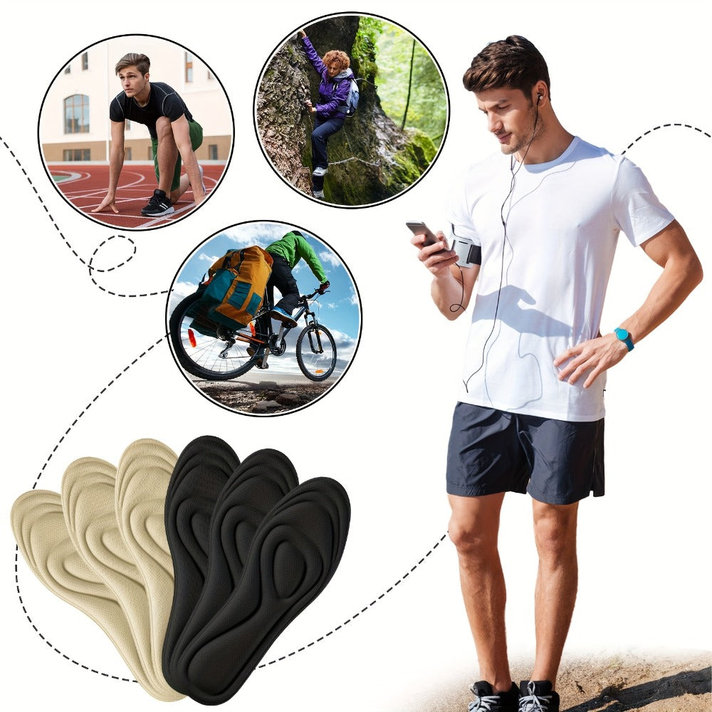 Shoe Insoles 8 Pairs 3D Cushioning Inserts for Men Women Sponge Replacement Innersoles for Work Boots Sneakers Everyday Shoes Sizes 6-11 Classic Colors