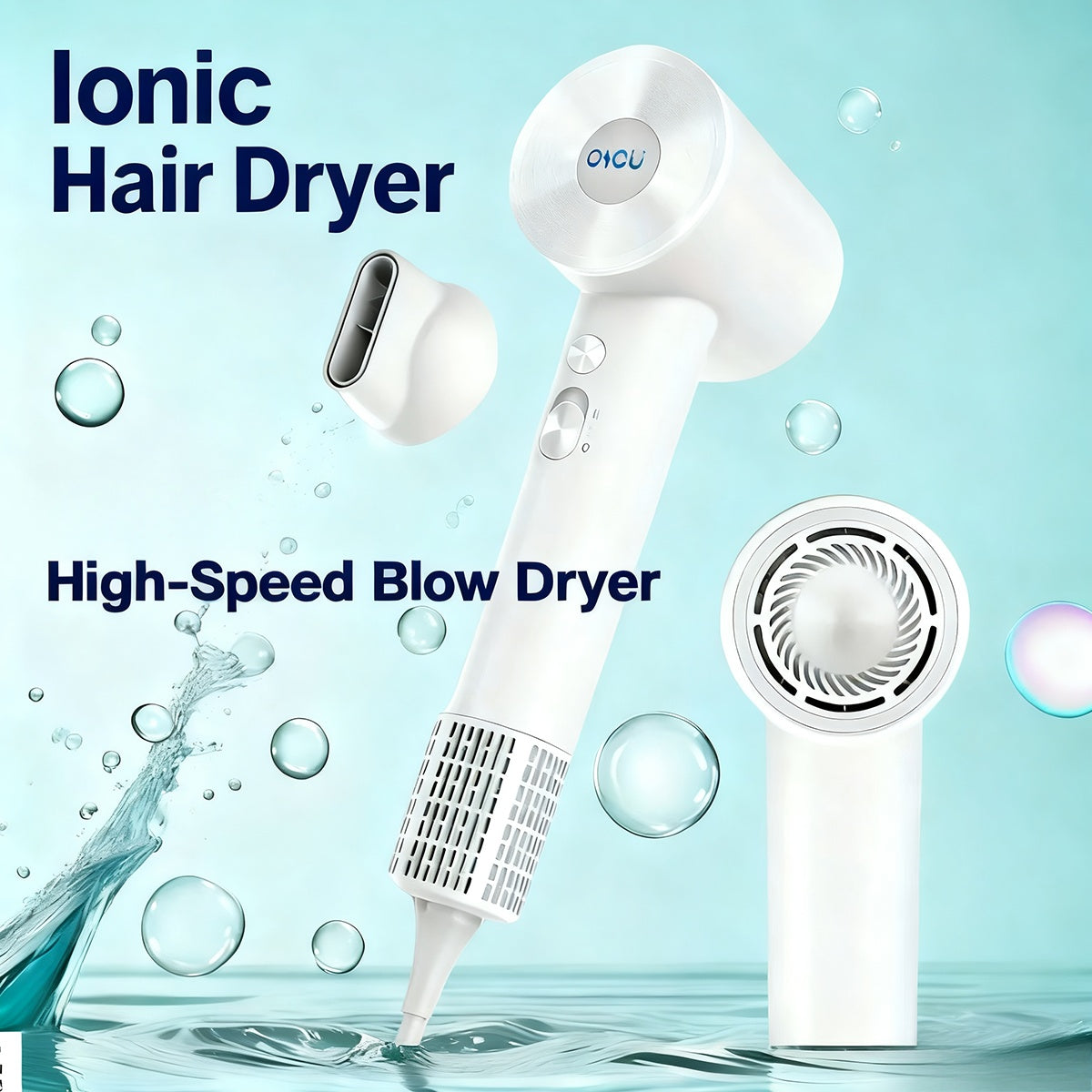 Compact Hair Dryer with 110,000 RPM Motor-Speed Marking, Six Color Options and Concentrator-Style Nozzle