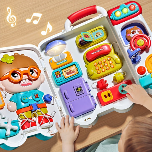 Montessori Busy Board for Toddlers 1-3 — 54-in-1 Sensory Activity Board with Zippers Buckles Locks, Fine Motor Skills Learning Toy for Boys Girls Ages 18 Months+, Birthday Christmas Gift
