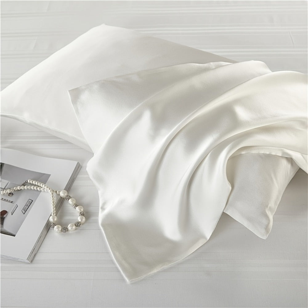 Satin-Look Zippered Pillowcase Collection in Seven Colors and Standard, Queen or King Sizes