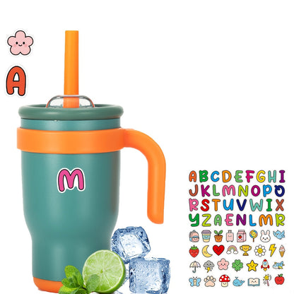Insulated Tumbler 14oz Stainless Steel with Handle, Straw, Two-Way Lid and Ten Color Options