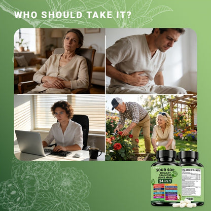 Dietary Supplement Sea Moss 24-in-1 Capsules with Soursop, Lion’s Mane and Shilajit, One or Two Bottles