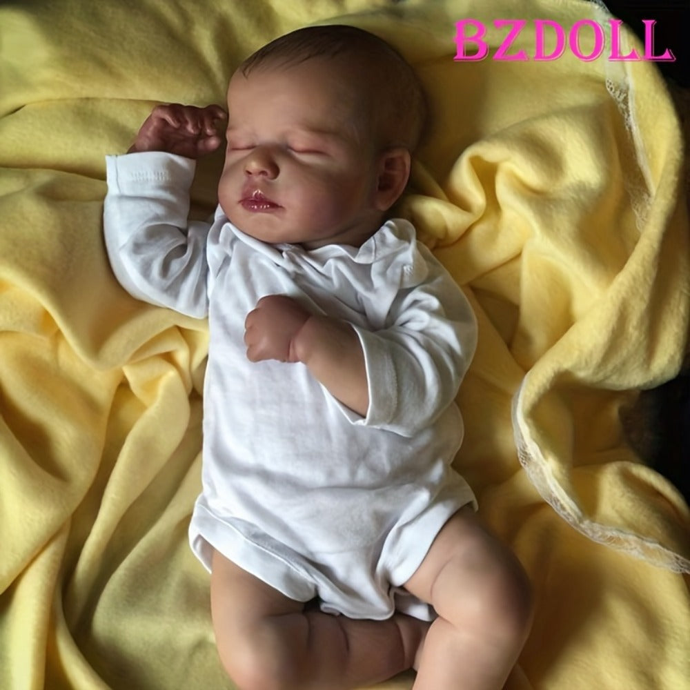 Sleeping 20-Inch Baby Doll with Cloth Body, White Long-Sleeve Outfit and 50 cm Size Label for Display