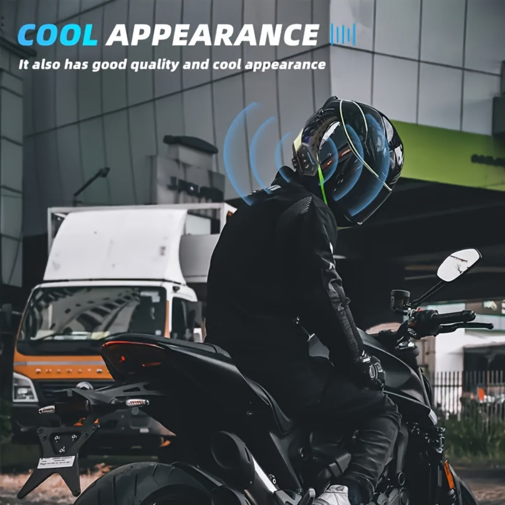 Motorcycle Helmet Bluetooth Headphones Wireless 5.0 – Hi-Fi Stereo, Noise Cancellation, Hands-Free Calls & Music, Easy Helmet Install, RGB Ambient Light Option, Durable Rider Headset