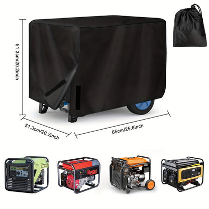 Generator Cover Heavy Duty Waterproof – Oxford Cloth Portable Generator Protector with Elastic Drawstring, UV & Rain Protection, 25.6 x 20.1 x 20.1 Inch, Black