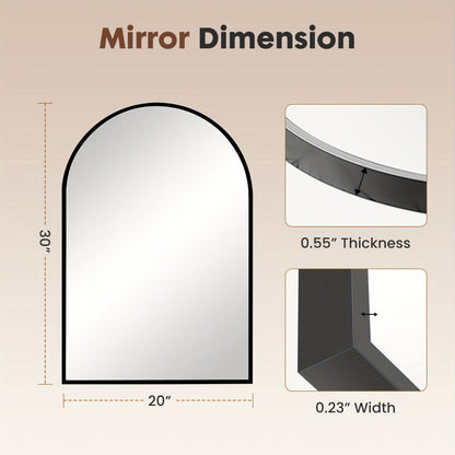 Arched Bathroom Mirror Metal Frame Wall Mounted Vanity Mirror Golden Black