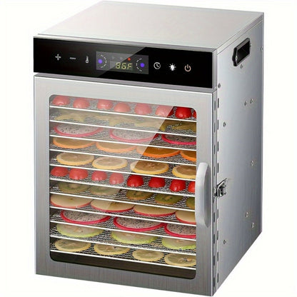 12-Tray Cabinet Food Dehydrator with 800W Heating, 24-Hour Timer and 86–194°F Digital Temperature Control