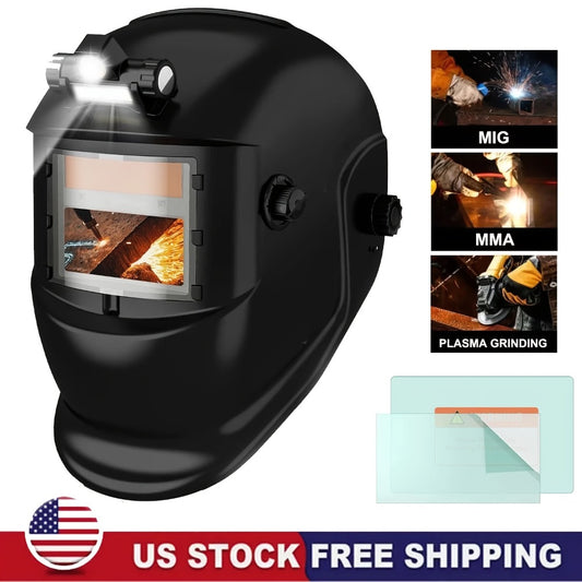 Auto-Darkening Welding Helmet Solar Powered True Color Large View Screen Head-Mounted Welding Mask for MIG TIG ARC Grinding Welder Protection