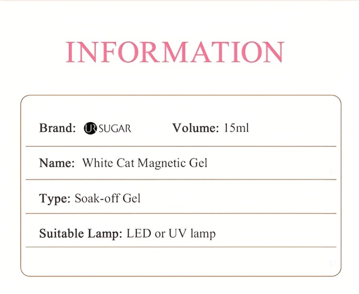 White Glitter Cat Eye Gel Polish Set 2pc Sparkling Magnetic with Stick Included | Soak Off UV LED 0.51oz Each Semi-Permanent 3D Nail Art | Salon & Home DIY Manicure Kit for Women Beginners