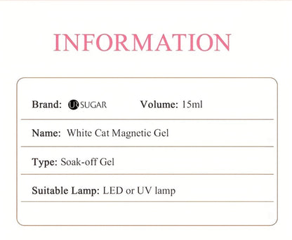 White Glitter Cat Eye Gel Polish Set 2pc Sparkling Magnetic with Stick Included | Soak Off UV LED 0.51oz Each Semi-Permanent 3D Nail Art | Salon & Home DIY Manicure Kit for Women Beginners