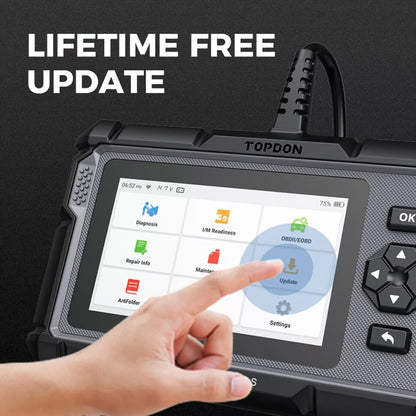 OBD2 Scanner with ABS SRS Engine Transmission Diagnostics 5 Reset Services Oil BMS DPF Throttle - TOPDON AD500S WiFi 5-Inch Touchscreen 90+ Car Brands
