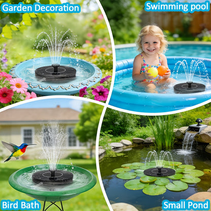 1.4W Solar Fountain Pump Kit with 16 cm Disc, Seven Spray Modes, Float Ring and Four Stabilizing Rods