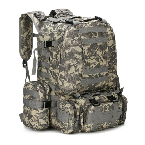 60L Tactical-Style Backpack with Three Detachable Pouches, MOLLE Webbing and Six Color Checkout Options