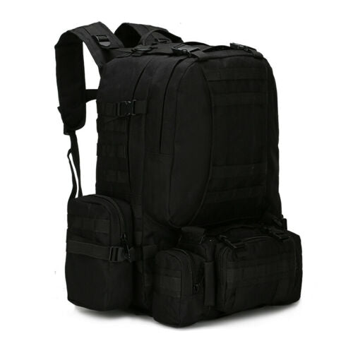 60L Tactical-Style Backpack with Three Detachable Pouches, MOLLE Webbing and Six Color Checkout Options