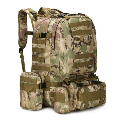 60L Tactical-Style Backpack with Three Detachable Pouches, MOLLE Webbing and Six Color Checkout Options