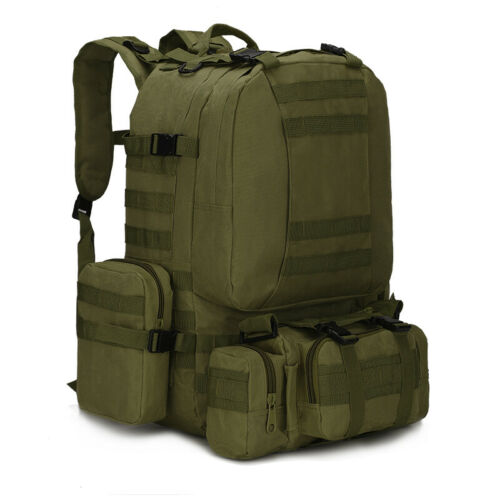 60L Tactical-Style Backpack with Three Detachable Pouches, MOLLE Webbing and Six Color Checkout Options