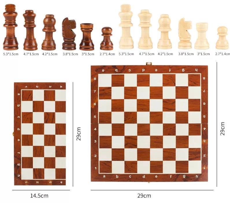 Folding Chess Set 33 Pieces with Board & Gift Box – Travel Portable Strategy Game for Kids Adults Beginners, Classic Tabletop Game for Family Game Night