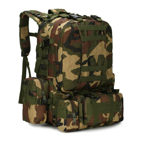 60L Tactical-Style Backpack with Three Detachable Pouches, MOLLE Webbing and Six Color Checkout Options