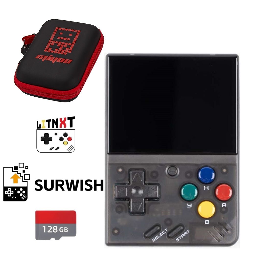 Handheld Game Console Miyoo Mini V4 with 2.8-Inch IPS, 750x560 resolution, 64GB stock-system card Options, 2000mAh Battery, Onion OS