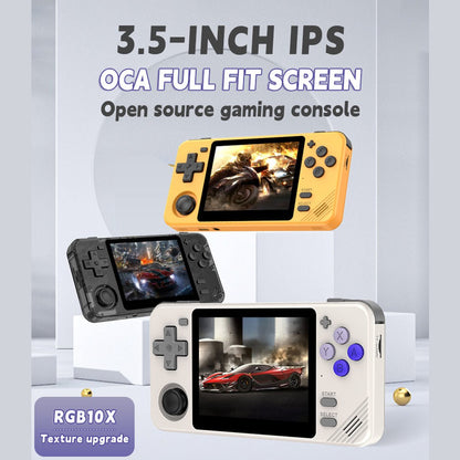 Handheld Game Console Powkiddy RGB10X with 3.5-Inch IPS OCA full-lamination, 480x320, 64GB or 128GB Options, 2800mAh Battery