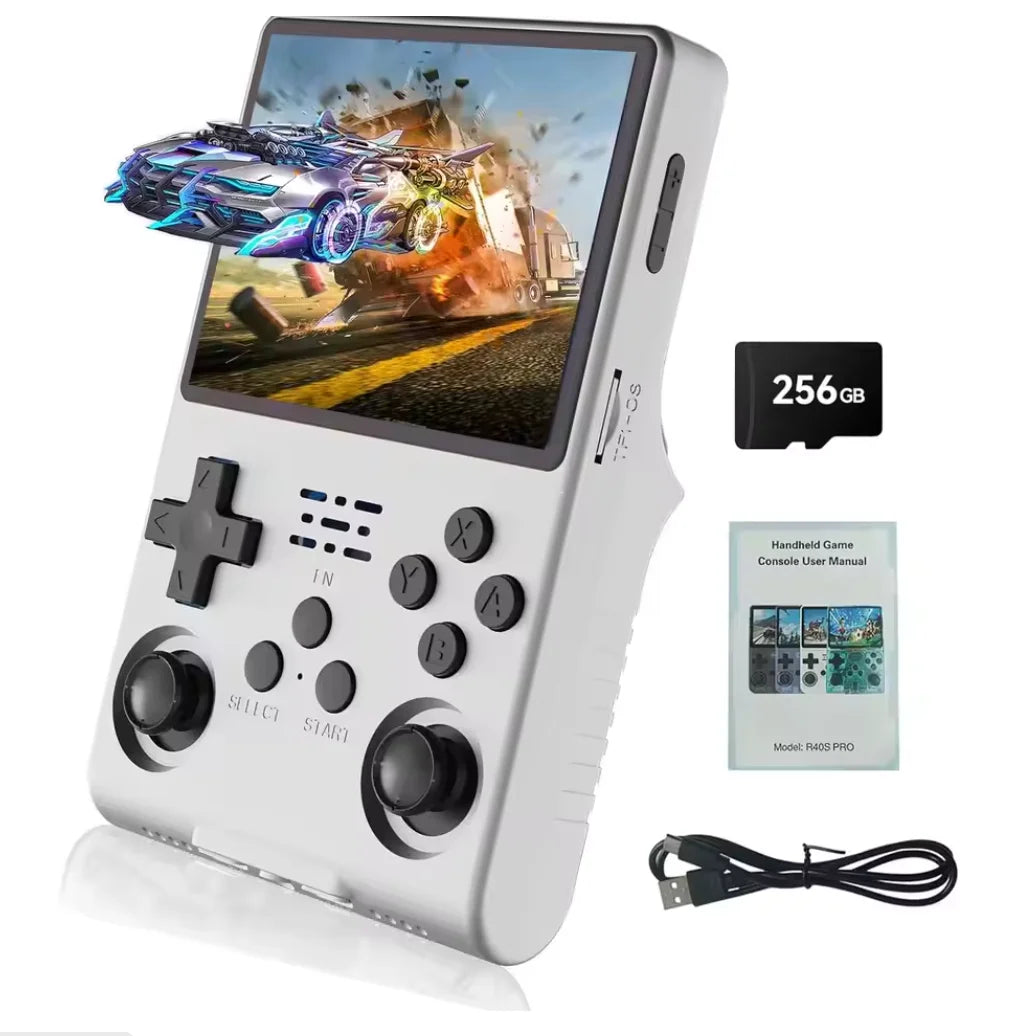 Handheld Game Console R40S Pro with 3.5-Inch IPS HD, 640x480 resolution, 256GB Options, 3500mAh Battery, 30,000-game 256GB bundle