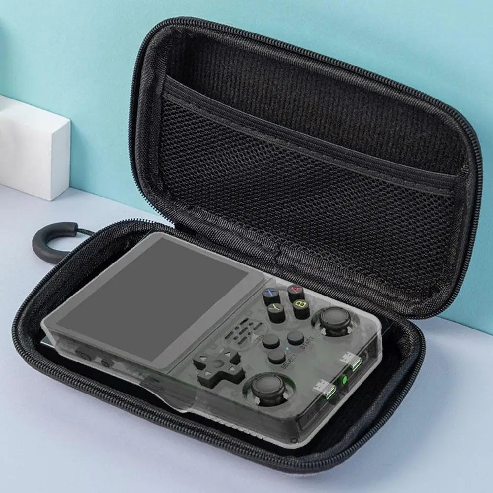 R36S R35S Protective Case EVA Hard Storage Bag – Scratch-Resistant Anti-Drop Portable Travel Case for Retro Handheld Game Console Accessories Black Gray