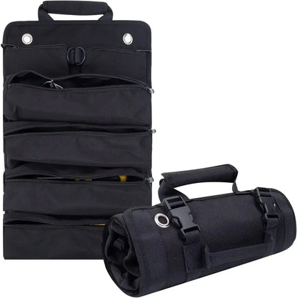 Multi-Pocket Roll-Up Tool Bag Organizer with Carry Handles, Buckle Straps and Five Checkout Color Options