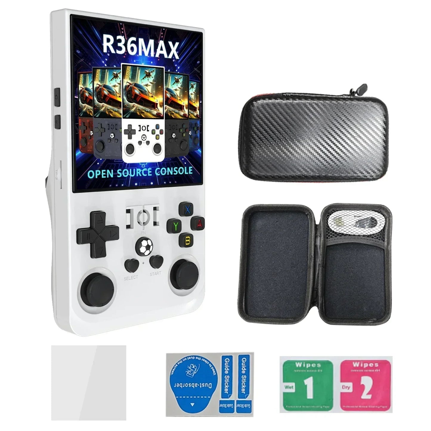 Handheld Game Console R36 Max with 4.0-Inch IPS, 720x720, Tempered Glass, 64GB or 128GB Options, 4000mAh Battery, Linux