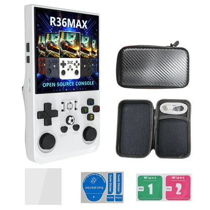 Handheld Game Console R36 Max with 4.0-Inch IPS, 720x720, Tempered Glass, 64GB or 128GB Options, 4000mAh Battery, Linux