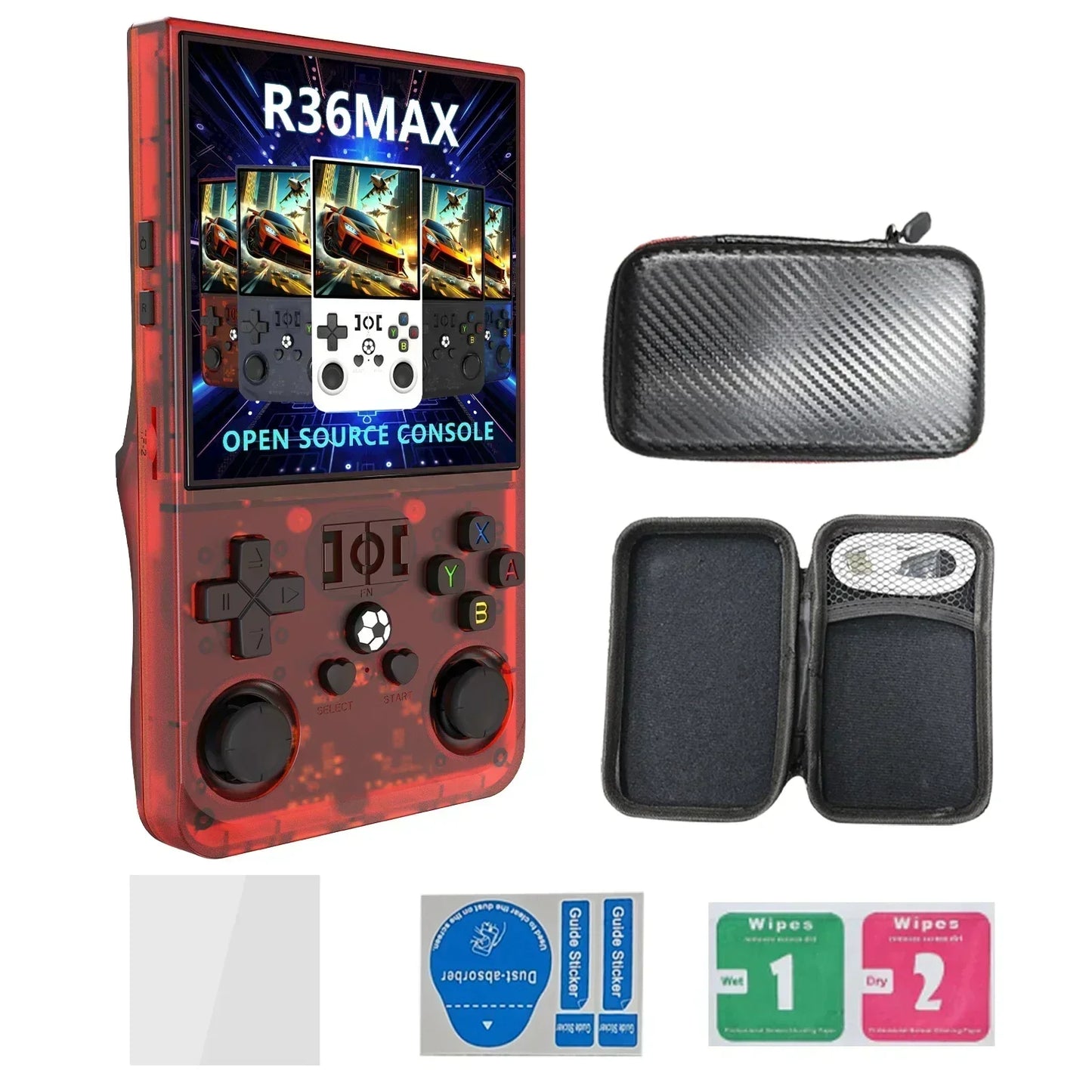 Handheld Game Console R36 Max with 4.0-Inch IPS, 720x720, Tempered Glass, 64GB or 128GB Options, 4000mAh Battery, Linux