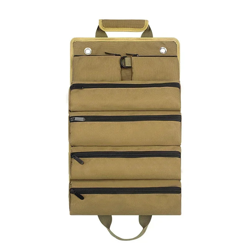 Multi-Pocket Roll-Up Tool Bag Organizer with Carry Handles, Buckle Straps and Five Checkout Color Options