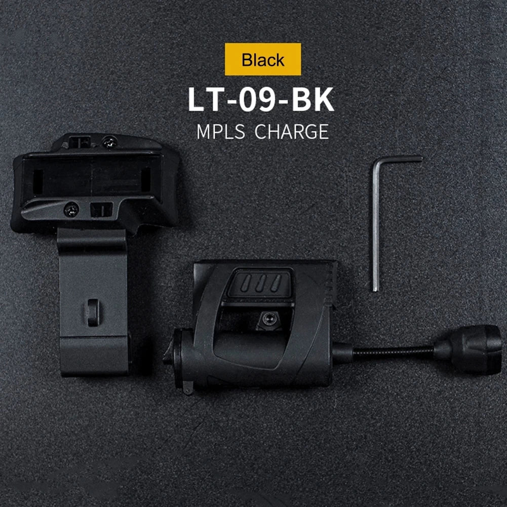 Three-Mode LED Helmet Rail Light with Black and Tan Checkout Options, ARC-Style Mount and Signal LEDs