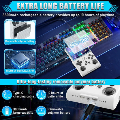 Handheld Game Console R40S Pro with 3.5-Inch IPS HD, 640x480 resolution, 256GB Options, 3500mAh Battery, 30,000-game 256GB bundle