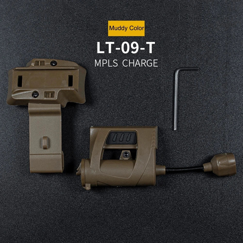 Three-Mode LED Helmet Rail Light with Black and Tan Checkout Options, ARC-Style Mount and Signal LEDs