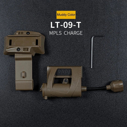 Three-Mode LED Helmet Rail Light with Black and Tan Checkout Options, ARC-Style Mount and Signal LEDs
