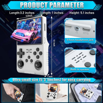 Handheld Game Console R40S Pro with 3.5-Inch IPS HD, 640x480 resolution, 256GB Options, 3500mAh Battery, 30,000-game 256GB bundle