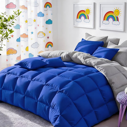 Seven-Piece Comforter Bed-in-a-Bag Set with Short-Plush Fabric, 12 Colors and Full, Queen or King Sizes