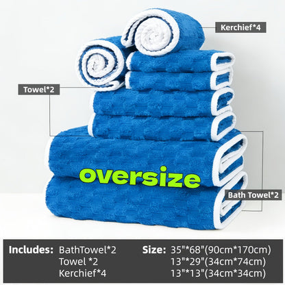 Bath Towels Set 4 or 8 Piece Microfiber Waffle Weave Collection in Gray, Pink, Blue and Beige
