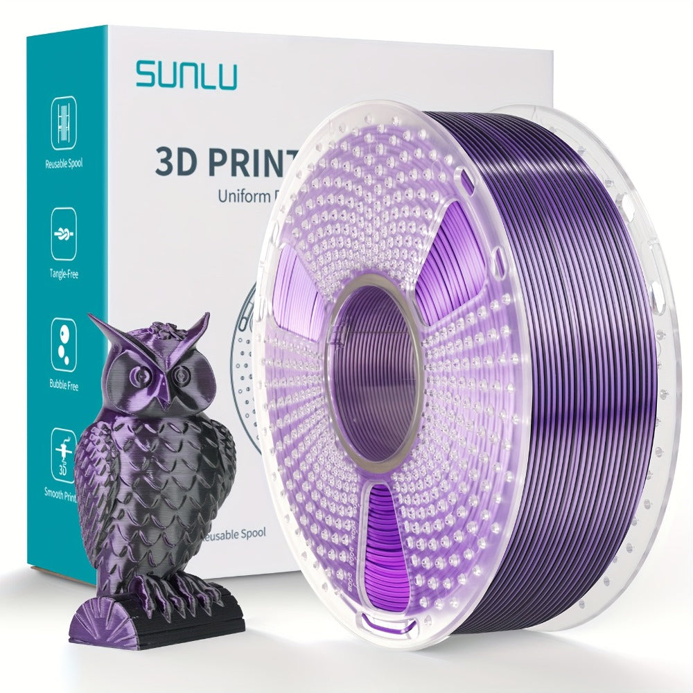 Dual Color Silk PLA Plus Filament 1.75mm 1kg – Shiny Gradient Texture High Toughness Low Shrinkage ±0.02mm 3D Printing Filament 2.2lb | Smooth Surface PLA+ for FDM 3D Printers Decorative Prints Gifts