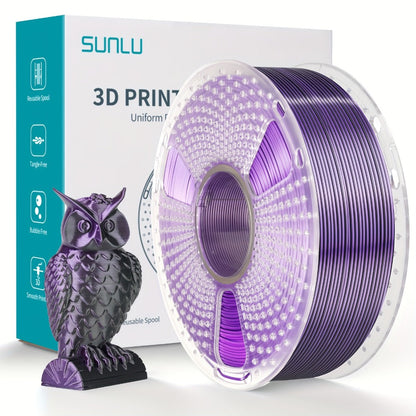 Dual Color Silk PLA Plus Filament 1.75mm 1kg – Shiny Gradient Texture High Toughness Low Shrinkage ±0.02mm 3D Printing Filament 2.2lb | Smooth Surface PLA+ for FDM 3D Printers Decorative Prints Gifts