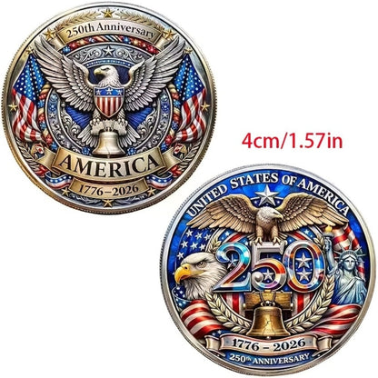US 250th Anniversary Commemorative Coins 1776-2026 Set of 10 – America 250 Collectible Coins with Dual Historical Patterns, Patriotic Gift for History Fans & Collectors